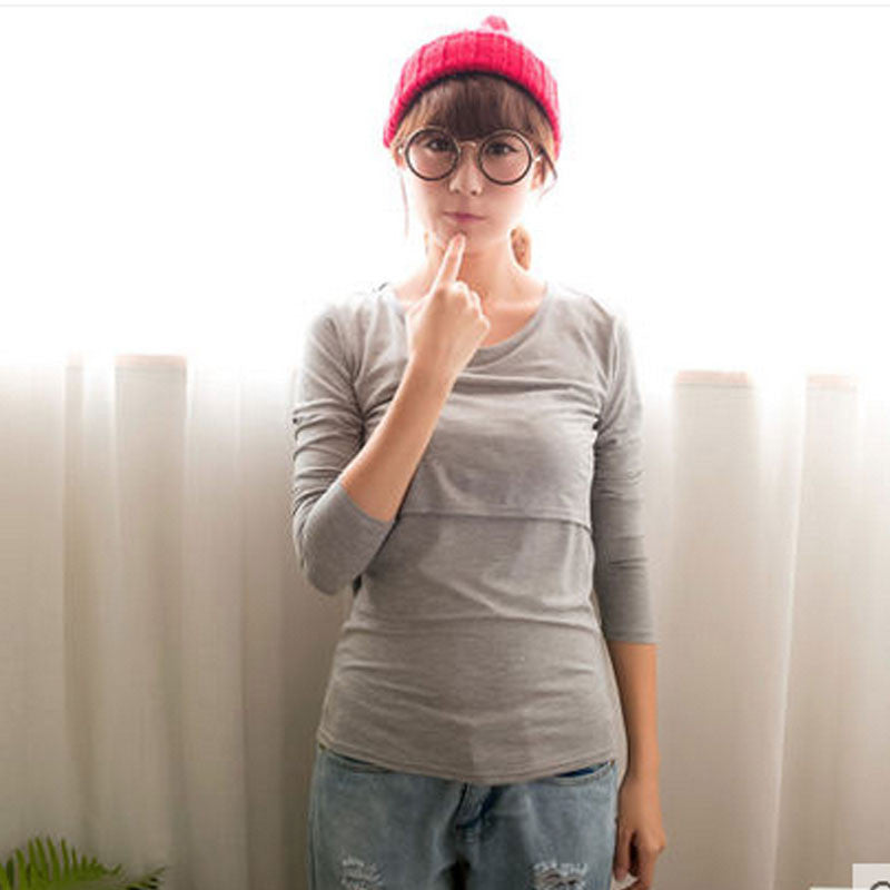 Long Sleeve Maternity Breastfeeding Tees Shirt