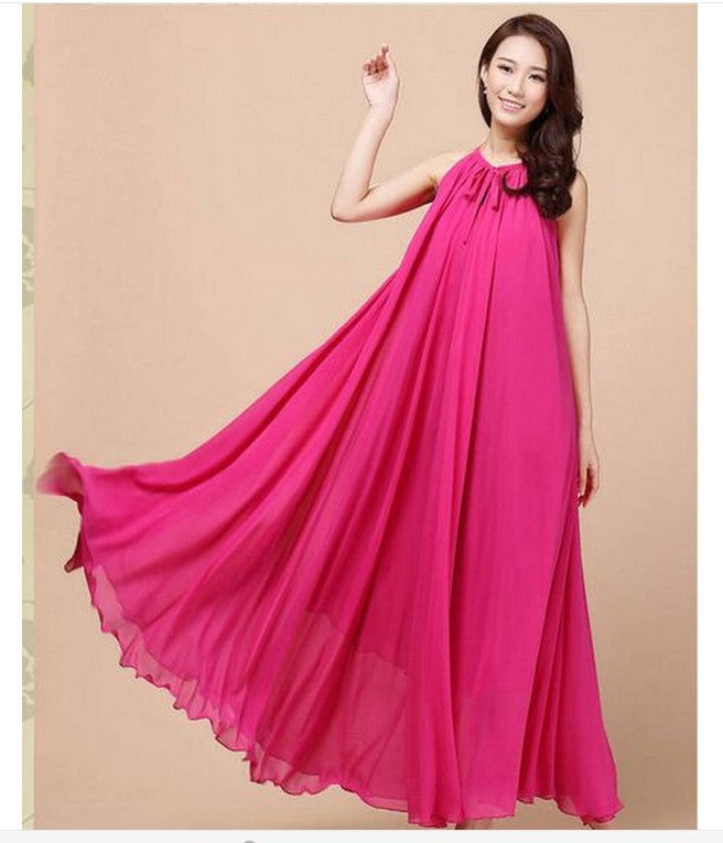 Maternity Long Chiffon Bohemian Dress