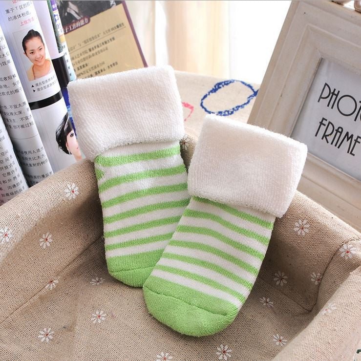 Winter Striped Terry Socks Thick Warm