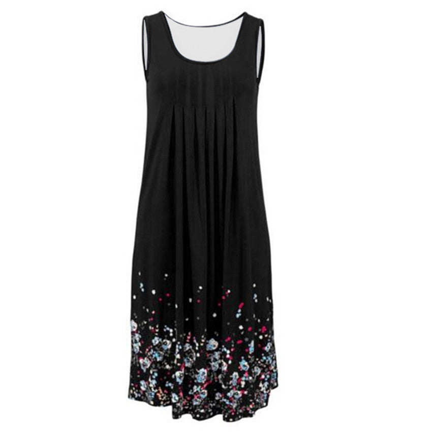 Floral Print Sleeveless Beach Dress for Pregnant Women