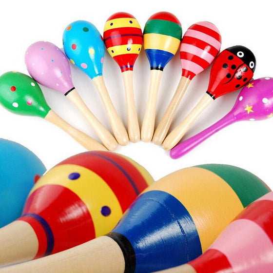 Colorful Mini Wooden Child Maracas Toy