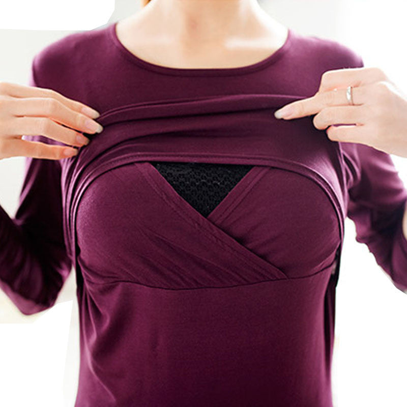 Long Sleeve Maternity Breastfeeding Tees Shirt