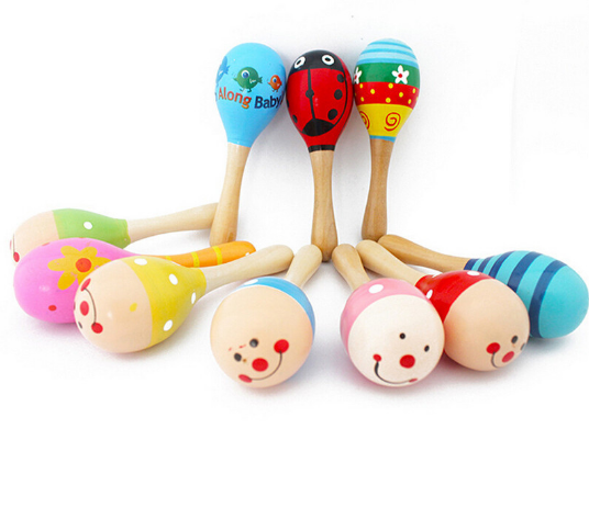 Colorful Mini Wooden Child Maracas Toy